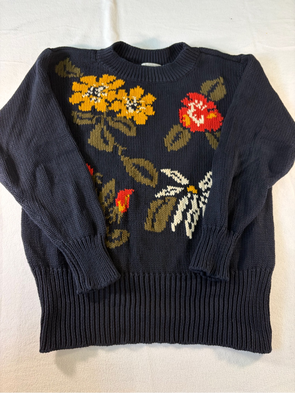 Liz Claiborne Women’s Navy Floral Crewneck Sweater